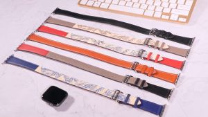 Double Tour leather Strap for Apple Watch ultra 2 49mm 45mm 41mm 40mm 44mm Strap Watchband iwatch Series 9 8 Se 7 6 5 4 3 2 SmartWatch Acceccories - Lazada