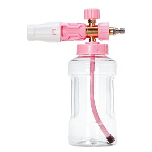 สีชมพู 1 ลิตร 360 °   ปืนใหญ่โฟมแรงดันสูงหมุนได้พร้อมความเข้มข้นที่ปรับได้สําหรับล้างรถและใช้ในสวน