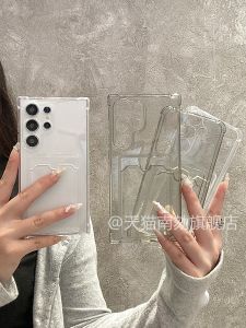 เคสโทรศัพท์ Samsung S25 Ultra ใส ดูดซับแรงกระแทก พร้อมช่องใส่บัตร ดีไซน์น่ารัก ทนทาน สำหรับ Samsung S24 plus S23U S25 Edge S22 S21FE Note20