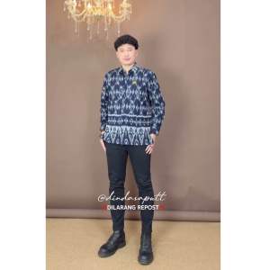 JENAR COUPLE TENUN NAVY - GAMIS TENUN KONDANGAN- DRESS TENUN
