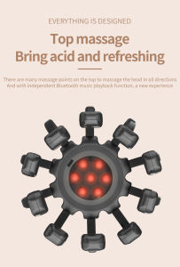 Romyse เครื่องนวดศีรษะแบบไร้สาย เพลงบลูทูธ4โหมด ปลาหมึกนวดหนังศีรษะสั่นบรรเทาความเมื่อยล้าหัวผ่อนคลาย