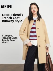 Eifini | Áo Khoác Trench Coat Nữ Thiết Kế Cổ Đối Lập