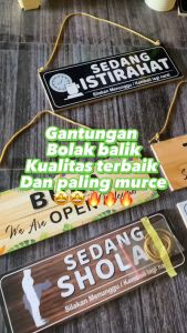 Decor Art 30x10 Cm Gantungan Toko Tali Tema Bolak-Balik Buka-Tutup Bisa Custom - BOBA