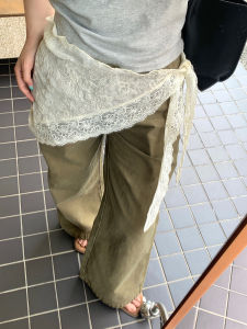 GUOQI | Korean Lace Trim Triangle Scarf Skirt