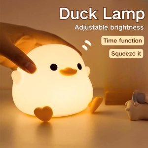 MBMSHEGH Cute Duck Night Light Soft Silicone LED USB Rechargeable 2 Level Dimmable Eyecaring Touch Cute Cartoon Animal Lamp Kids Birthday Christmas Gift