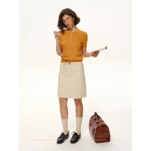 SHEITAOZI | V-neck Pumpkin Color Simple Knit Top Grey