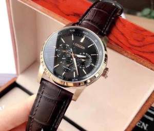 ĐỒNG HỒ NAM CHÍNH HÃNG Citizen BU2013-08E Eco-Drive Black Dial & Leather Chronograph Rose Gold Case For Men