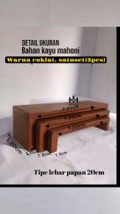 Display Pajangan 3 Susun Kayu Tipe Lebar 20cm Cocok untuk display Kosmetik Perhiasan