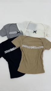 Sakura Glory - TRISSY BOW TOP RIB KNIT PREMIUM UKURAN ALLSIZE / ATASAN / BLOUSE / WANITA / DEWASA / DISTRO / IMPORT / COD / DISKON / GRATIS ONGKIR / MURAH