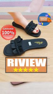 Promo | Sandal Teplek Slop Lipat Flat Strap Tali Kepang Wanita Terbaru Kekini-kinian | Sendal Kteplek Flip Flop Selop Tali Anyam Wanita/Perempuan Warna Hitam-Moka-Krem Size 37-38-39-40