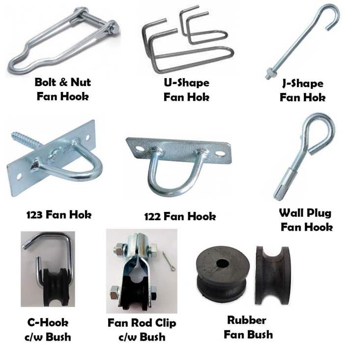 Fan Hook c/w Bolt & Nut/ U Shape / J Hook Ceiling Fan Hook (Untuk Ikat