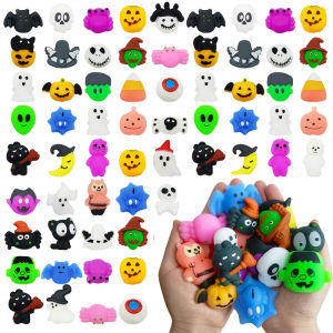 12Pcs Cute Halloween Pumpkin Ghost Squeeze Stress Relief Toys for Kids Adult Halloween Party Favors Birthday Gifts Bag Fillers
