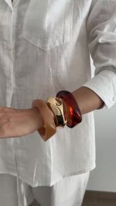 Ingemark | Ingemark 3 Styles Vintage Irregular Wide Resin Bangles for Women Trendy Creative Stacking Chunky Bracelets Jewelry Accessories