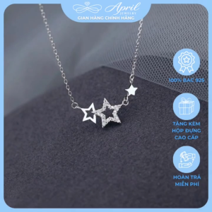 Dây chuyền bạc nữ mẫu ba ngôi sao chất liệu bạc 925 mẫu mới sang trọng APRIL JEWELRY DC001
