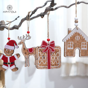 ต้นไม้คริสต์มาสตกแต่งด้วยตัวละครกระเจี๊ยบและม้าลายกินขนมปีกผ้าฝ้ายผสมไม้สไตล์วินเทจของ Xinyou
