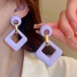 C.three Geometric Diamond Earrings Solid Color Temperament Earrings Personalized Atmospheric Earrings