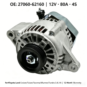 Alternator OE 27060-62160 12V 80A 5VZ-FE 3.4L V6 for Toyota 4Runner Hilux Surf Land Cruiser Prado 1999-2004 OEM Generator