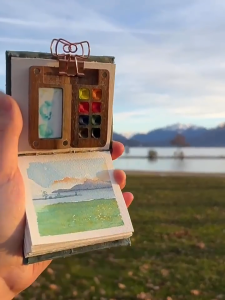 【ชุดของขวัญ】สีน้ำในกล่องไม้ สวยๆ น่ารัก |กล่องアクリル/ไม้วอลนัท แบ่งสัดส่วน | พกไปเที่ยวได้ทุกที่ พร้อมสมุดวาดรูป | ของขวัญสำหรับคนรักศิลป์ 🎨