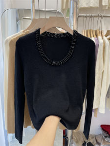 เสื้อสเวตเตอร์ถักผู้หญิงขนาดพลัสพร้อมการตกแต่ง: การออกแบบคอวีสําหรับฤดูใบไม้ร่วง/ฤดูหนาวสไตล์หลวมกระชับสัดส่วนเหมาะสําหรับโอกาสสบายๆ