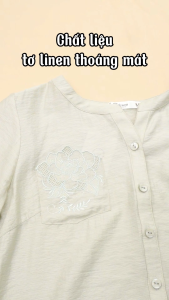Áo kiểu thiết kế tôn dáng thoáng mát với chất liệu Tơ linen mềm nhẹ nhàng AN4L1056 Thương hiệu Thiều Hoa