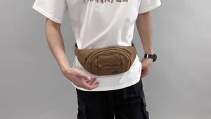 Canvas Waist Bag for Men Multifunctional Large Capacity Outdoor Travel Sports Waterproof Wear-resistant Waist Packs