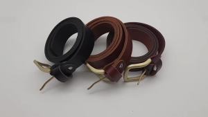 Dây da bò thắt lưng nam DHM-295 | Đầu khoá kim kiểu tròn mạ đồng thời trang | Bảo hành 12 tháng