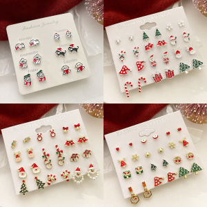 Christmas Theme Fashionable Ear Cuff Set Cartoon Reindeer Bell Design Unique Style Festive Jewelry Accessory for Women