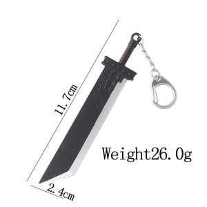 Game Final Fantasy  Cloud Buster Sword Keychain Cloud Strifes Weapon Metal Pendant Key Chain for Men Jewelry