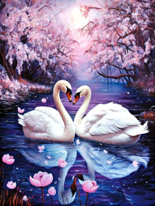 Huacan DIY Diamond Painting Lakeside Love Swan Diamond Mosaic Animal Landscape New Collection 2026 Decorative Paintings