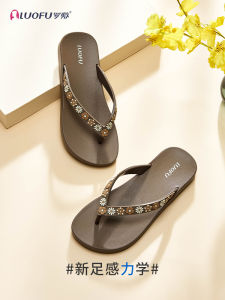 Dép Xỏ Ngón Họa Tiết Hoa Mùa Hè Mới Của Luofu Dép Xỏ Ngón EVA Thoải Mái Cho Nữ Dép Xỏ Ngón Mùa Hè Ngoài Trời Chống Trượt