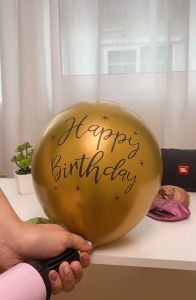 ลูกโป่งเมทัลลิคพิมพ์ลาย ลูกโป่งพิมพ์ลายHBD ลูกโป่งตกแต่งวันเกิด 12นิ้ว (ราคาต่อ 1 ใบ)