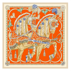 Elegant Fringe Printed Silk Scarf 130cm