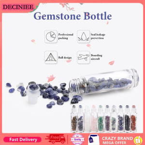 DECINIEE 10ml Gemstone Essential Oil Bottles Refillable Roll-On Roller Storage Bottle Healing Crystal Chips Semiprecious Stone Bottle
