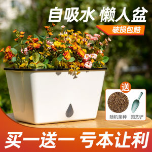 Bean Bag Flower Pot Automatic Water Feeding Plastic Planting Box Vegetable Planting Handy Gadget Family Balcony Bonsai Green Radish Special Rectangular
