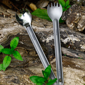 Tiartisan Ultralight Titanium Spoon Spork Long Handle Tableware Outdoor Camping Portable Matte polished Dinner Cutlery
