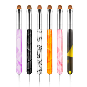 1/4/6PCS Dual-end French Nail Art Brush Set with Dotting Tools Acrylic Handle Drawing UV Gel Painting Brushes for Nail Artistry