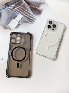 Magnetic Absorption Full Cover Phone Case with Lanyard Hole Transparent Protective Shell for  16ProMax 17Pro 14ProMax 13 12