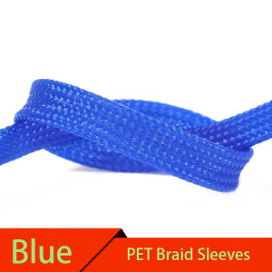 1M Blue PET Expandable Cable Sleeve Tight Braided 2mm ~ 40mm High Density Hardness Insulate Line Protect Wire Wrap Gland Sheath