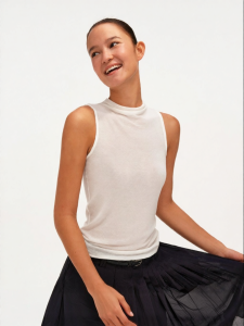 Minimalist Thin See-Through Off-Shoulder Layered Collar Tank Top