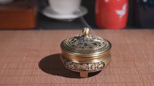 [Voucher 50K| 25.06 29.06] Lư xông trầm hương họa tiết hoa sen và rồng phượng My Home DN107