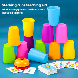Hot Montessori Toys Stack Cup Game With Card Educational Intellectual Enlightenment Color Cognition Logic Training Children Gift