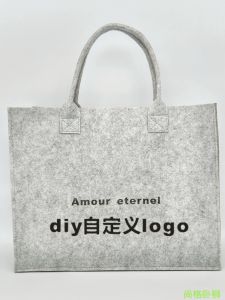Large Casual Felt Tote Bag Battery Lithium Pack Fashionable Handbag Simple Letter Matched Stylish Shopping Bag for Youth