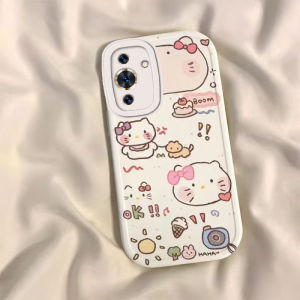 Huawei Nova10 Nova9Z Nova8 Nova7 Cute Cartoon KT Cat Protecting Phone Case with Lanyard Bracelet High Aesthetic Value Kitty Cat