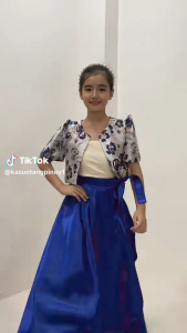 BLUE BROCADE BOLERO FILIPINIANA AND SKIRT FOR KIDS