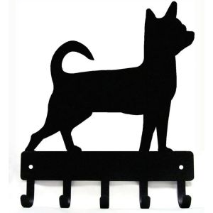 CIFBUY Wrought Iron Key Holder Vintage Chihuahua Dog Wall Hooks Metal Keychain Organizer Home Living Room Decor