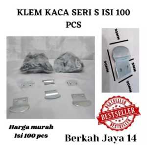Klem Kaca Besi Plat Siku Seri S / Penjepit Kaca Penahan Cermin Harga Murah Barang PROMO DISKON TERLARIS Berkualitas ISI 100 PCS NO ECER