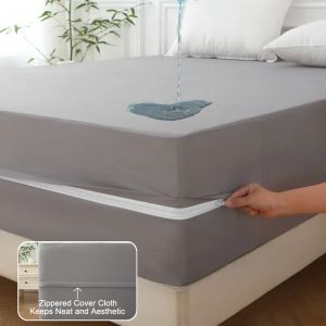 1pc 6-Sided Waterproof Mattress Protector Dustproof Mattress Encasement with Zipper Soft & Comfortable Mattress Cover