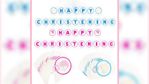 Happy Christening Banner Decoration for Party Supplies Birthday Celebrations Pink & Blue Color Options 80202