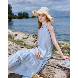 KUHNMARVIN | Đầm Dạo Phố Cổ Halter Cotton & Silk