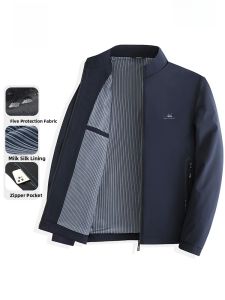 ROMON | Loose Casual Mens Jacket Romon Stand Collar Spring Autumn New Style Dad Clothes Administrative Outerwear Fashion Urban Polyester Fiber